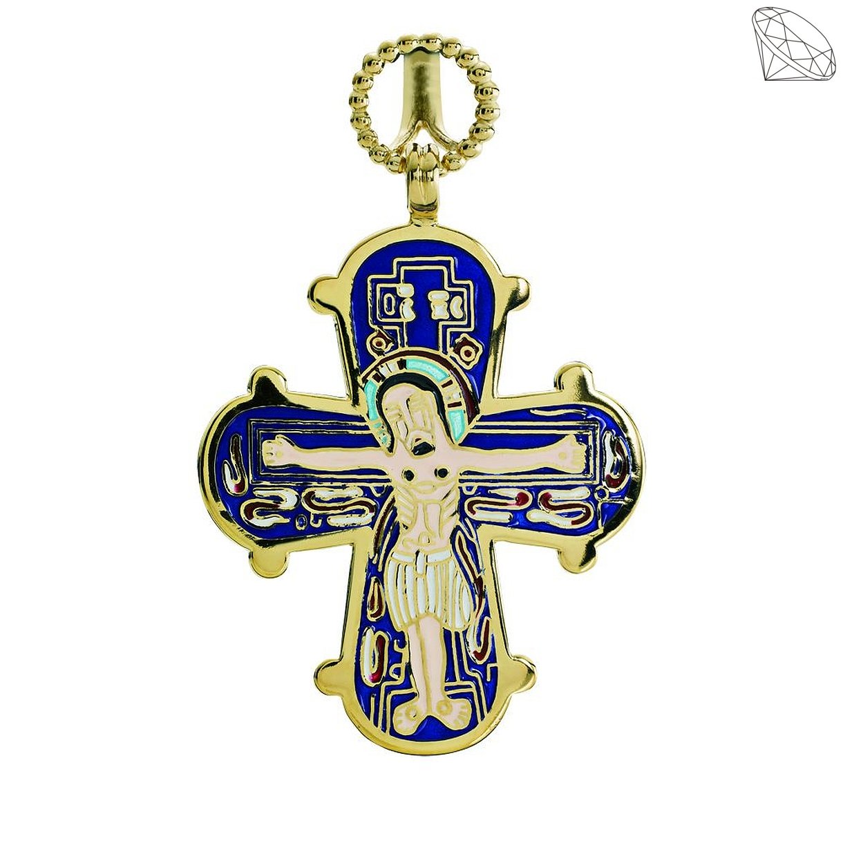 Dagmarkors i forgyldt slv med mangefarvet emalje 37X31 mm