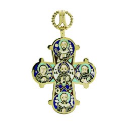 Dagmarkors i forgyldt slv med mangefarvet emalje 37X31 mm