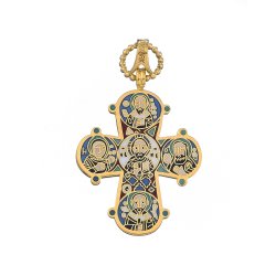 Dagmarkors i 18kt guld med indlagt flerfarvet emalje 37X31mm