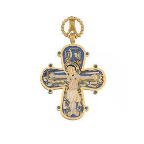 Dagmarkors i 18kt guld med indlagt flerfarvet emalje 37X31mm