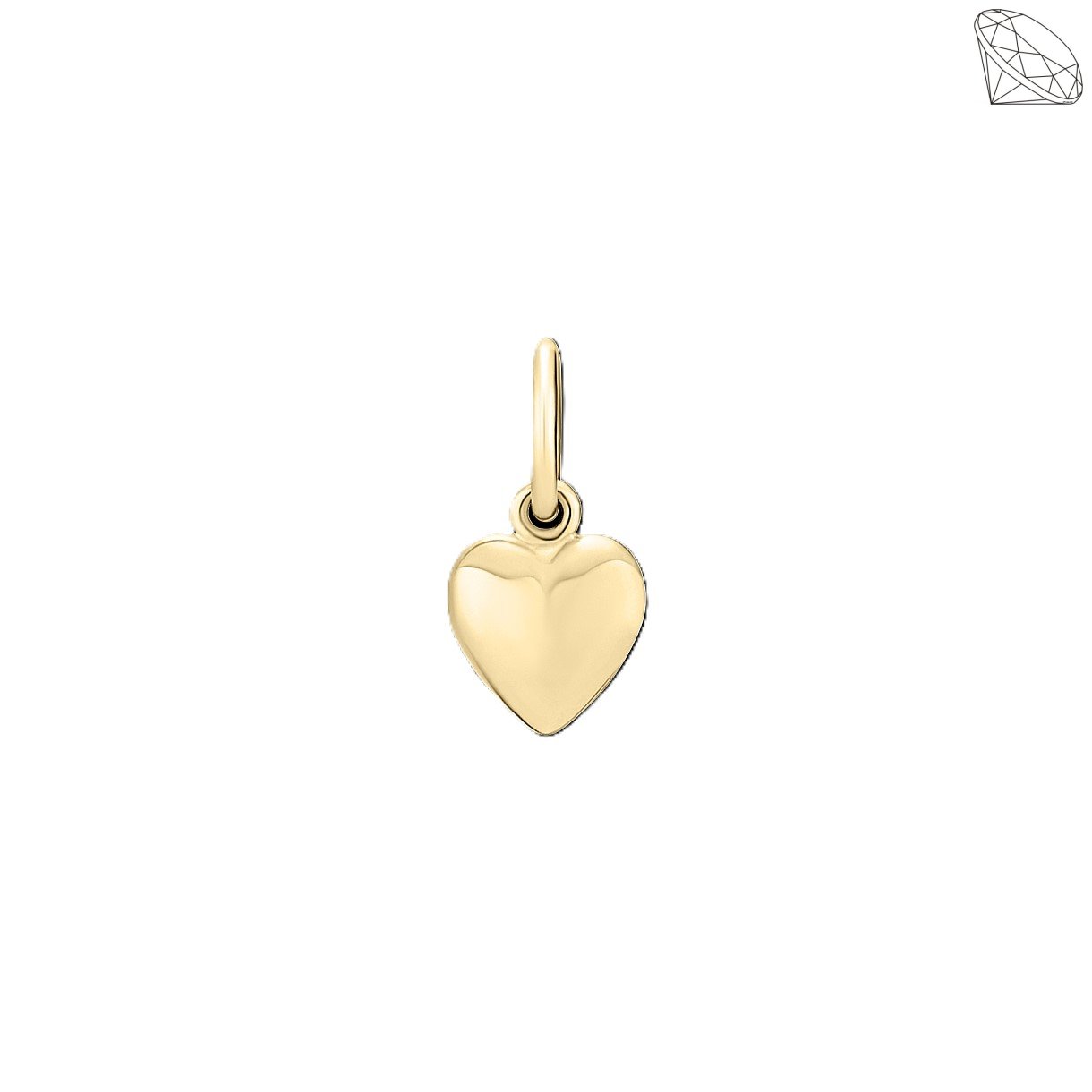 Hjerte Vedh�ng massivt 8karat guld 7x6,5mm med lab grown diamanter 0,015CT TW.VS
