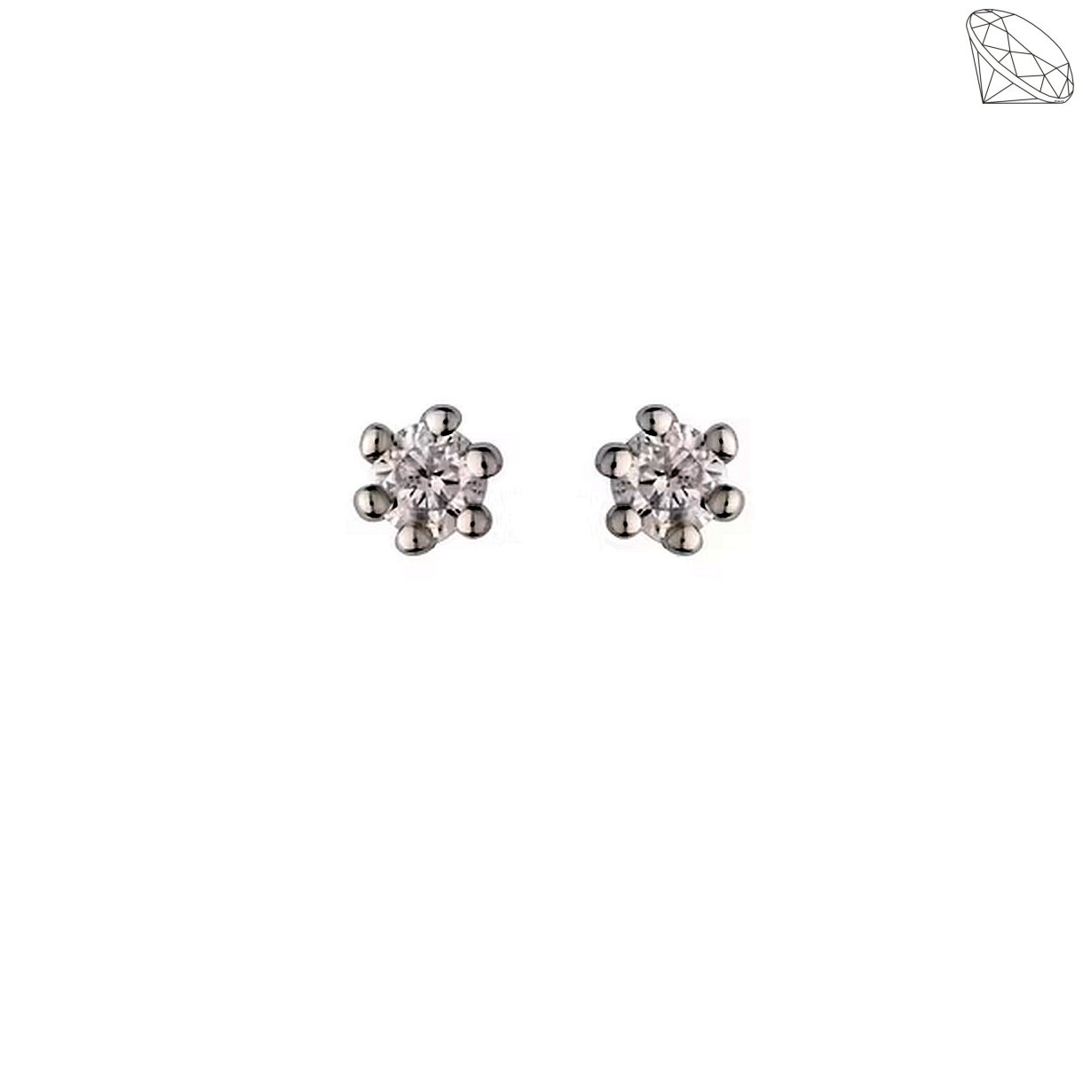 Ørestik 14 karat hvidguld 6 greb 0,06ct WSI diamant