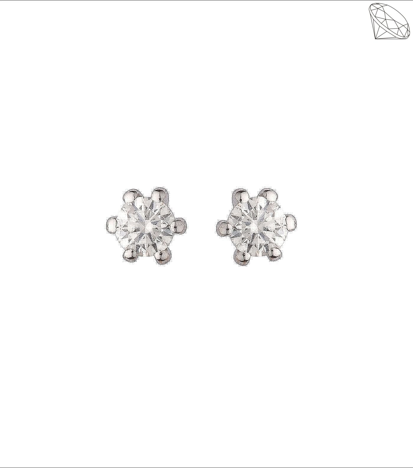 Ørestik 14 karat hvidguld 6 greb 0,10ct WSI diamant
