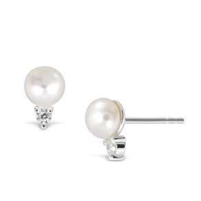 restik ferskvands perle Hvid p Rh Slv med Zirkonia under