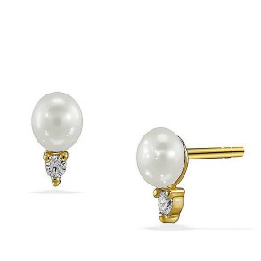 restik ferskvandsperle Hvid p Slvforgyldt med Zirkonia