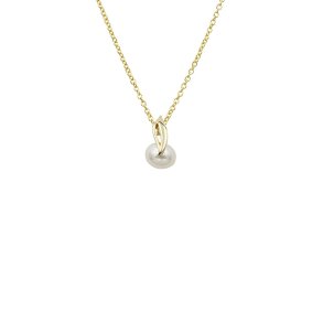 Vedhng 8 karat guld med ferskvandsperle i slvforgyldt kde
