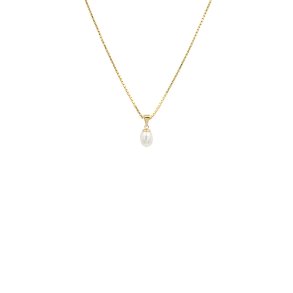 Vedhng 8 karat guld ferskvandsperle med slvforgyldt kde