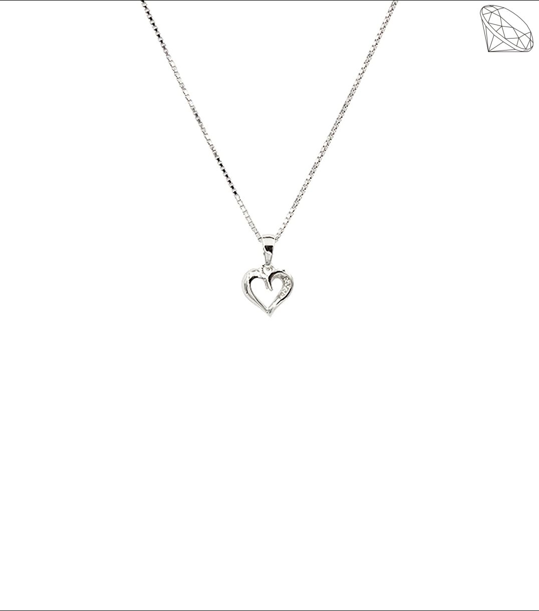 Hjerte vedhng med zirkonia i rhodineret slv med kde