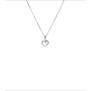 Hjerte vedhng med zirkonia i rhodineret slv med kde