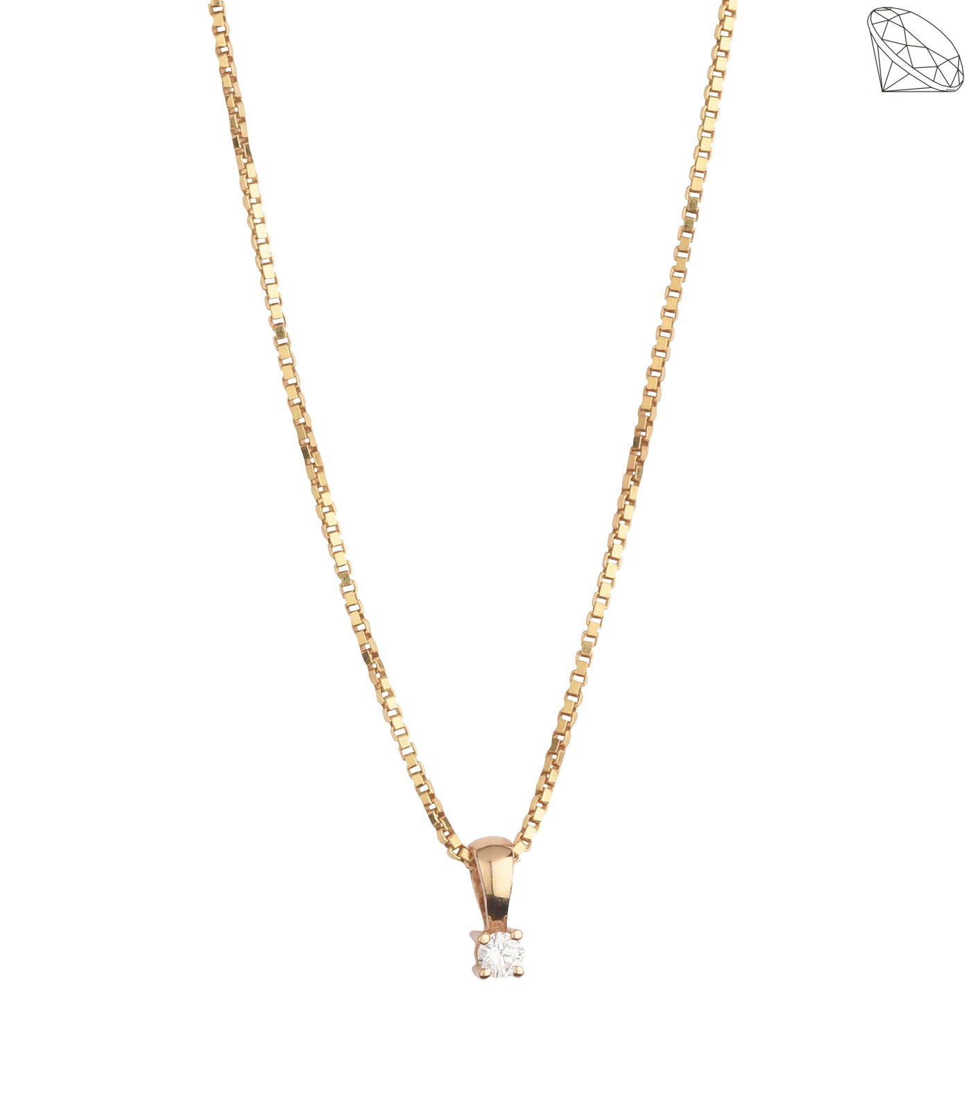 14 karat guld vedhng 4 greb med diamant 0,05ct W/SI med forgyldt slvkde 42 + 3 cm