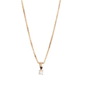 14 karat guld vedhng 4 greb med diamant 0,20ct W/SI med forgyldt slvkde 42 + 3 cm