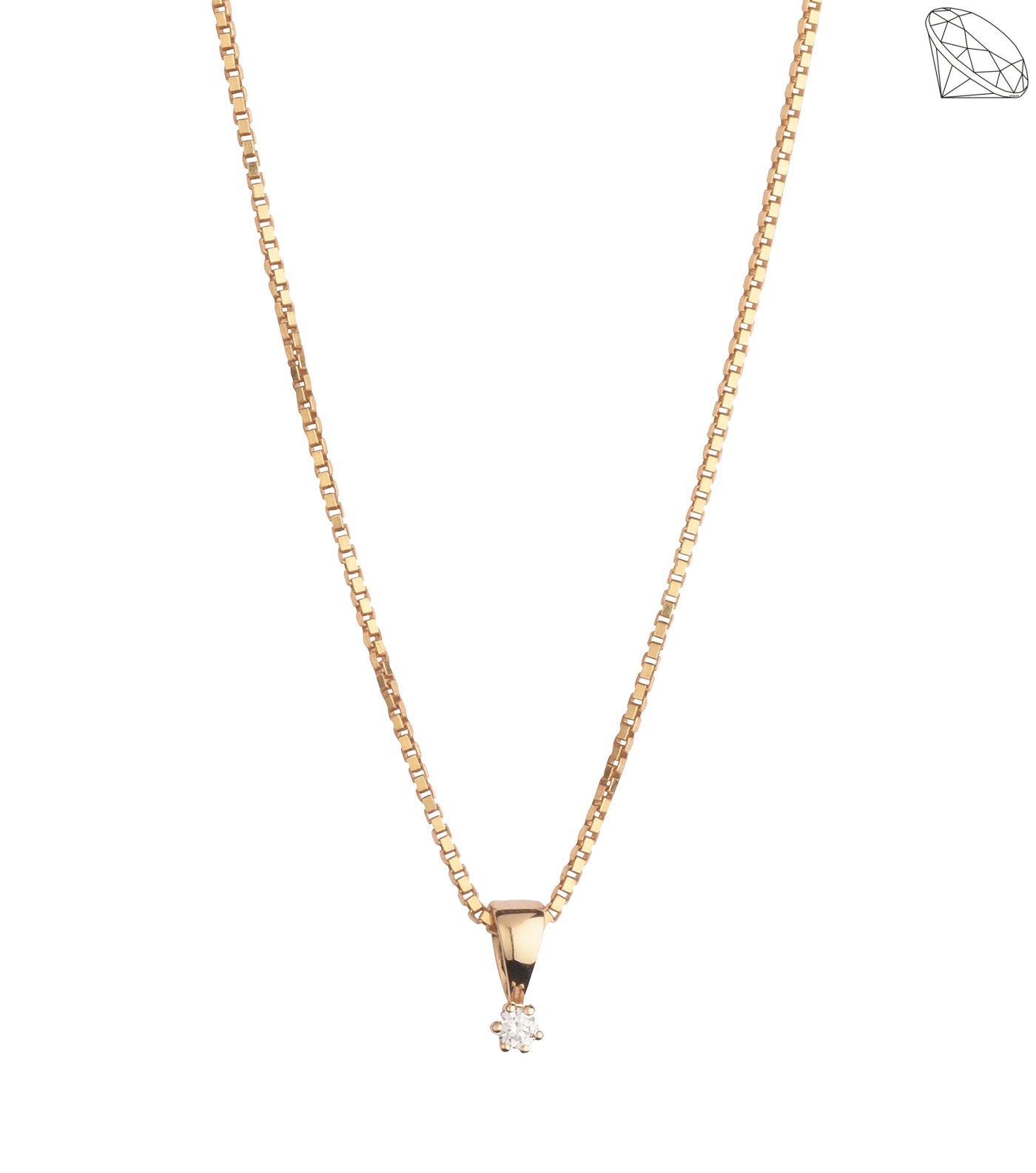 14 karat guld vedhng 6 greb med diamant 0,03ct W/SI med forgyldt slvkde 42 + 3 cm