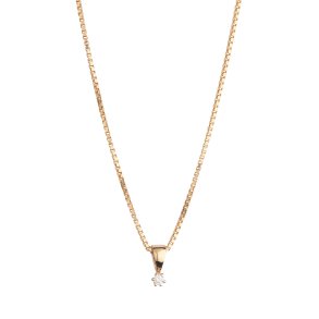 14 karat guld vedhng 6 greb med diamant 0,03ct W/SI med forgyldt slvkde 42 + 3 cm