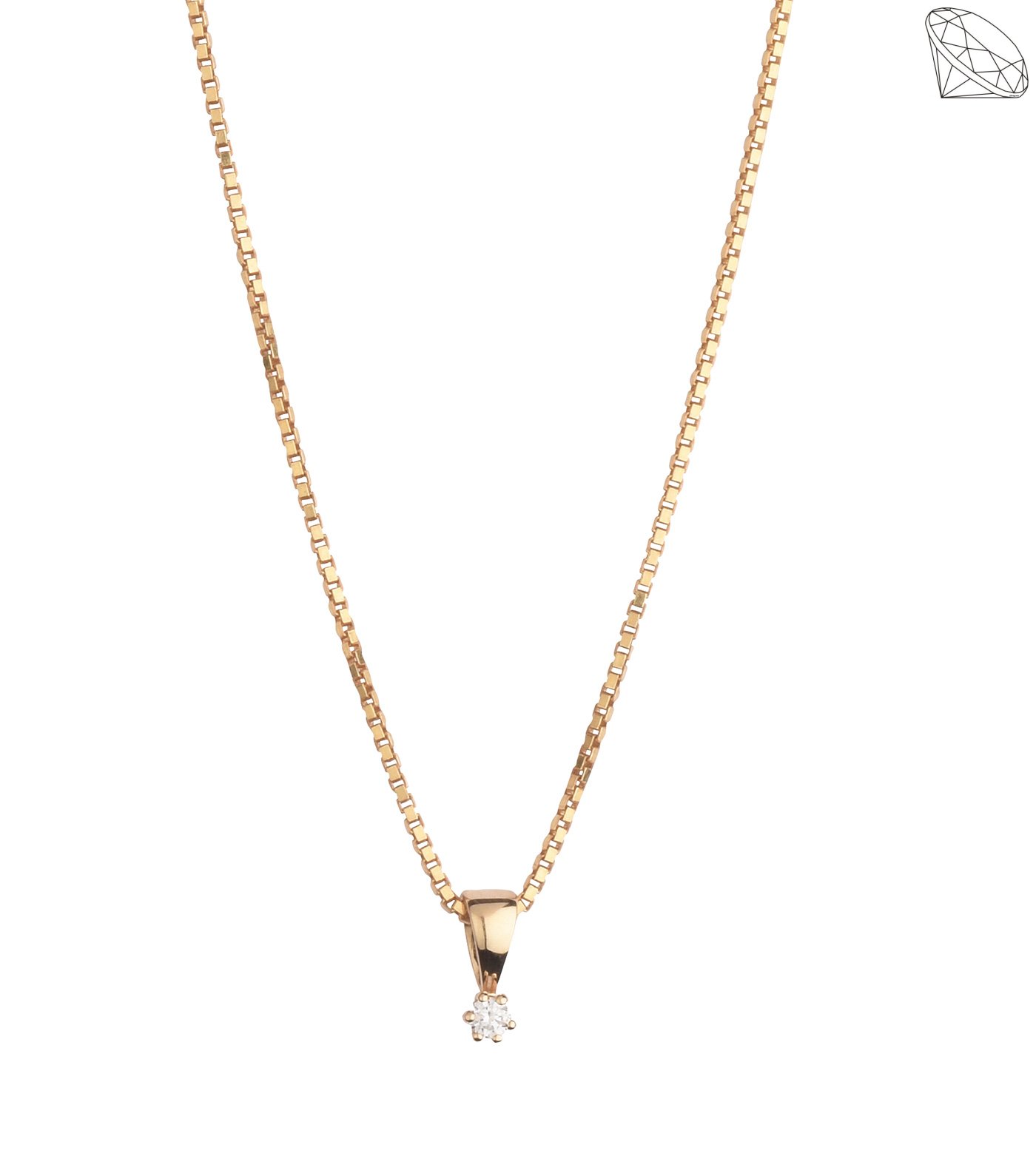 14 karat guld vedhng 6 greb med diamant 0,05ct W/SI med forgyldt slvkde 42 + 3 cm