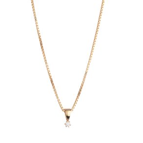 14 karat guld vedhng 6 greb med diamant 0,05ct W/SI med forgyldt slvkde 42 + 3 cm