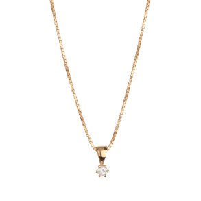 14 karat guld vedhng 6 greb med diamant 0,10ct W/SI med forgyldt slvkde 42 + 3 cm