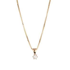 14 karat guld vedhng 6 greb med diamant 0,16ct W/SI med forgyldt slvkde 42 + 3 cm