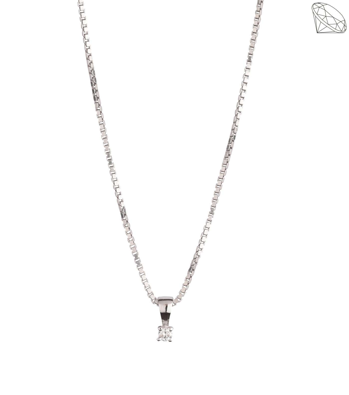 14 karat hvidguld vedhng 4 greb med diamant 0,03ct W/SI med slv rhodineret kde 42 + 3 cm