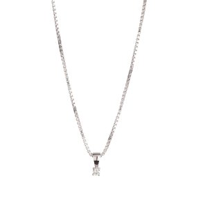 14 karat hvidguld vedhng 4 greb med diamant 0,03ct W/SI med slv rhodineret kde 42 + 3 cm