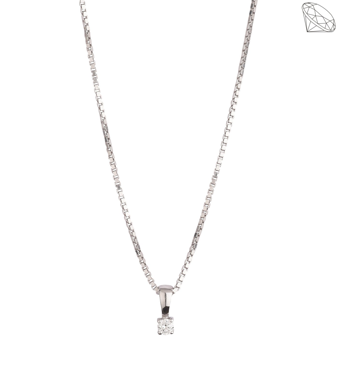 14 karat hvidguld vedhng 4 greb med diamant 0,05ct W/SI med slv rhodinere kde 42 + 3 cm