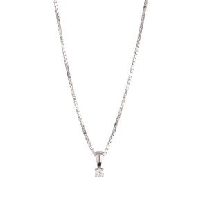 14 karat hvidguld vedhng 4 greb med diamant 0,05ct W/SI med slv rhodinere kde 42 + 3 cm