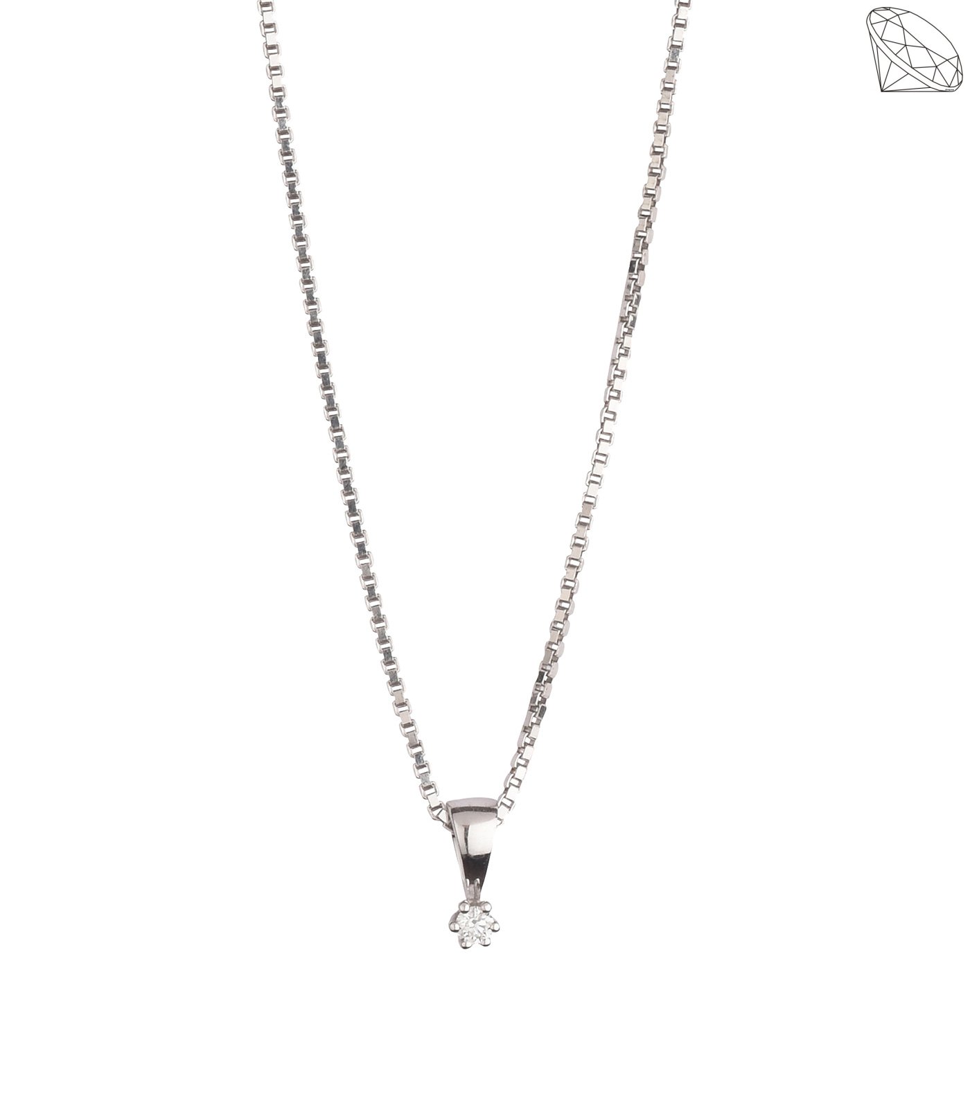 14 karat hvidguld vedhng 6 greb med diamant 0,08ct W/SI med slv rhodineret kde 42 + 3 cm