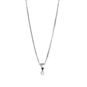 14 karat hvidguld vedhng 6 greb med diamant 0,08ct W/SI med slv rhodineret kde 42 + 3 cm