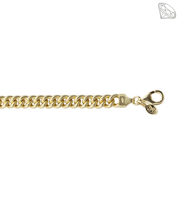 Armbnd slv forgyldt eller slv rhodineret rund massiv panzer 19cm