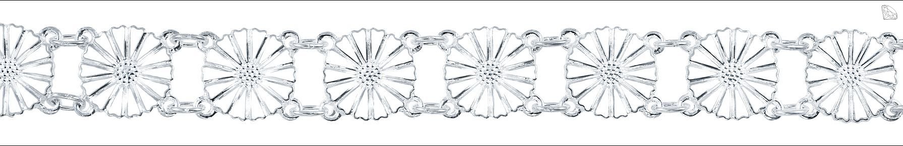 MARGUERIT ARMBND MED 13X11MM HVID EMALJE - 19CM 925