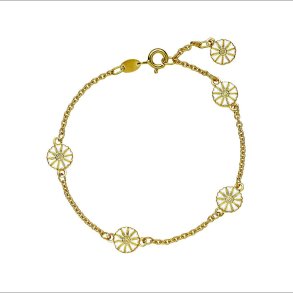 MARGUERIT ARMBND 5X7,5MM 24 KT FORGYLDT HVID EMALJE 17-19CM 925