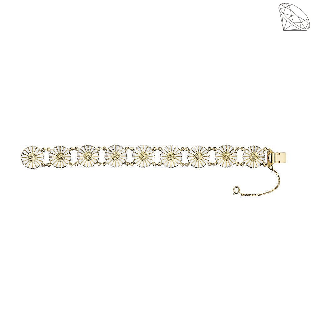 MARGUERIT ARMBND MED 13X11MM 24 KT FORGYLDT HVID EMALJE 19CM 925