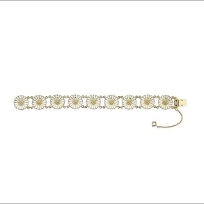 MARGUERIT ARMBND MED 13X11MM 24 KT FORGYLDT HVID EMALJE 19CM 925