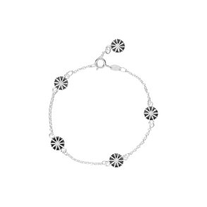 MARGUERIT ARMBND MED 5X7,5MM MARG. SORT EMALJE 17-19 CM 925