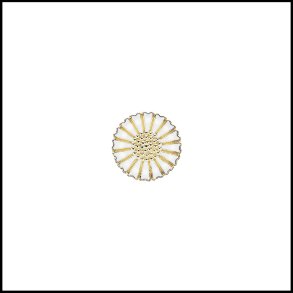 Marguerit Broche 18mm 24kt forgyldt slv med hvid emalje