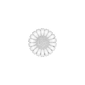 Marguerit Broche 25mm slv med hvid emalje