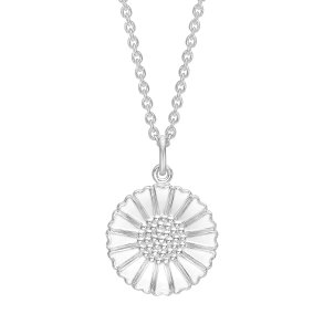 MARGUERIT COLLIER 1X18 MM MED HVID EMALJE 45-48 CM - 925