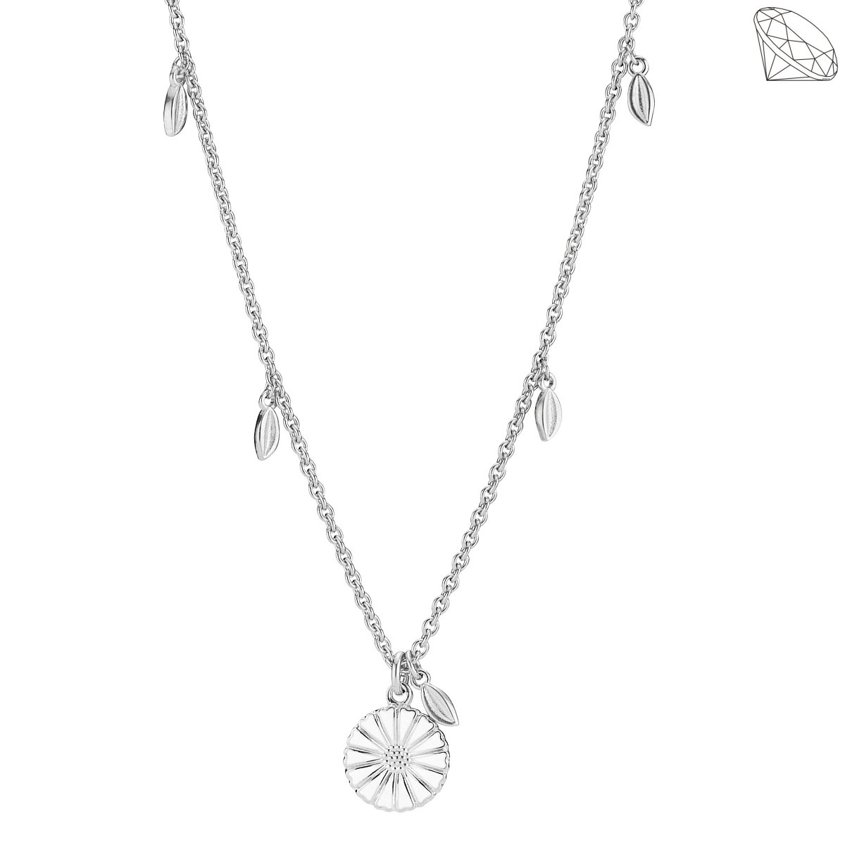 MARGUERIT COLLIER 11 MM MED BLADE HVID EMALJE 45-48 CM 925