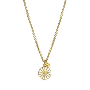 MARGUERIT COLLIER 11 MM MED MAT HJERTE 24 KT FORGYLDT HVID EMALJE 45-48 CM 925