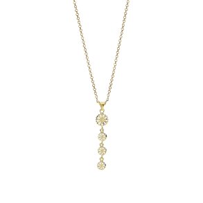 MARGUERIT COLLIER 1X7,5 MM OG 3X5 MM 24 KT FORGYLDT HVID EMALJE 45 CM 925