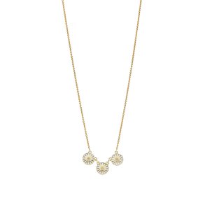 MARGUERIT COLLIE MED 3X11 MM VANDRET HNGENDE BLOMSTER I 24 KT FORGYLDT 42-45 CM HVID EMALJE 925