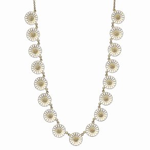 MARGUERIT COLLIER MED 17X18 MM 24 KT FORGYLDT HVID EMALJE 50 CM 925