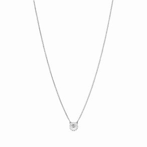 MARGUERIT COLLIER 1X11 MM MED HVID EMALJE 42-45 CM  925