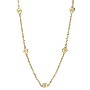 Marguerit halskde 5x7,5 mm 24kt forgyldt slv med hvid emalje