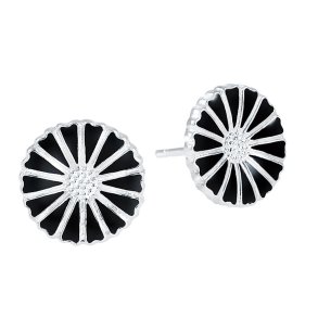 Marguerit restik 11mm slv med sort emalje