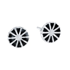 Marguerit restik 7,5mm slv med sort emalje