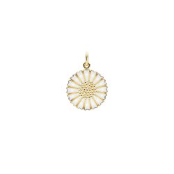Marguerit vedhng 11mm 24kt forgyldt slv med hvid emalje