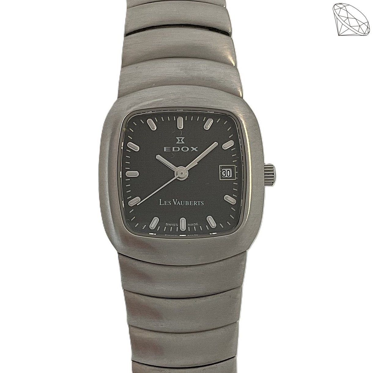 Edox LES VAUBERTS Swiss Made firkantet Dame ur i finpudset stål