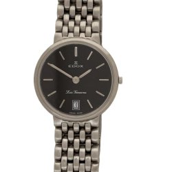 Edox LES GENEVEX Swiss Made Dame ur med sort urskive i finpudset stl