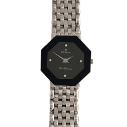 Edox "LES GENEVEX" Dameur,Swiss Made Quarts urvrk iden poleret whitegold-electroplated urkassen