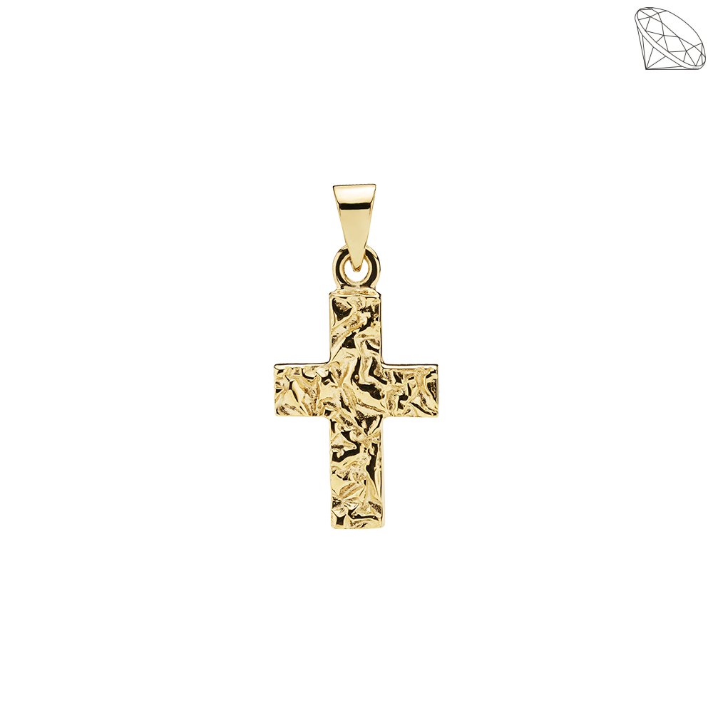 GULD KORS 8 KARAT RUSTIK VEDHNG 16X10MM